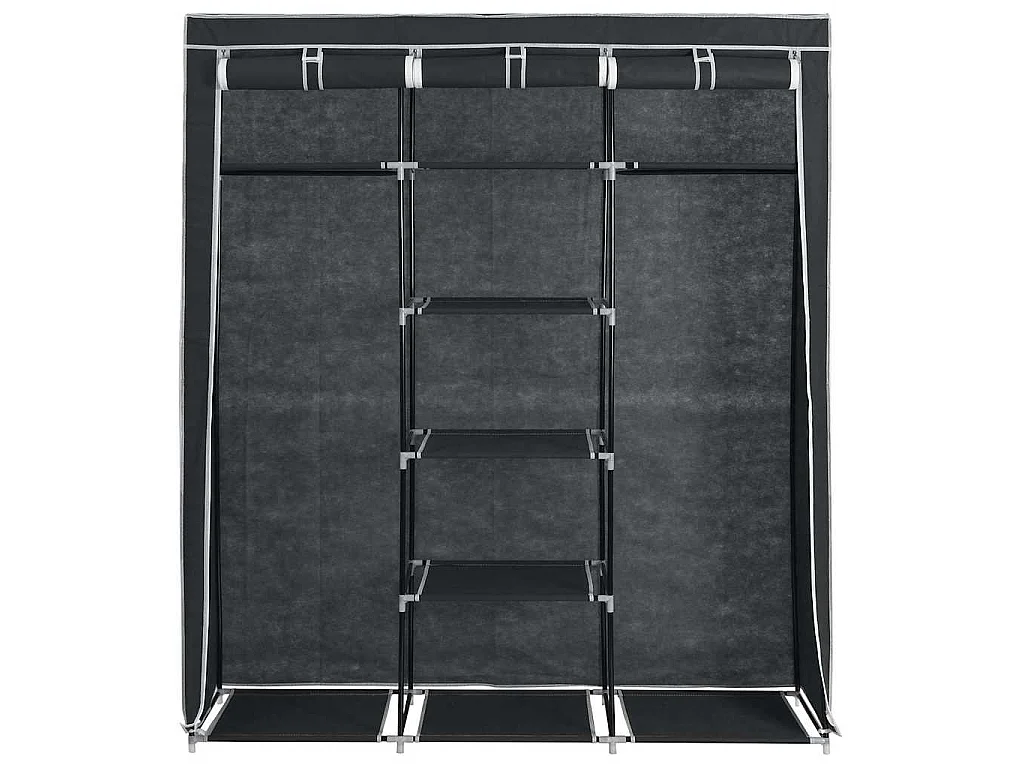 Armoire avec compartiments et barres Noir 150x45x175 cm Tissu