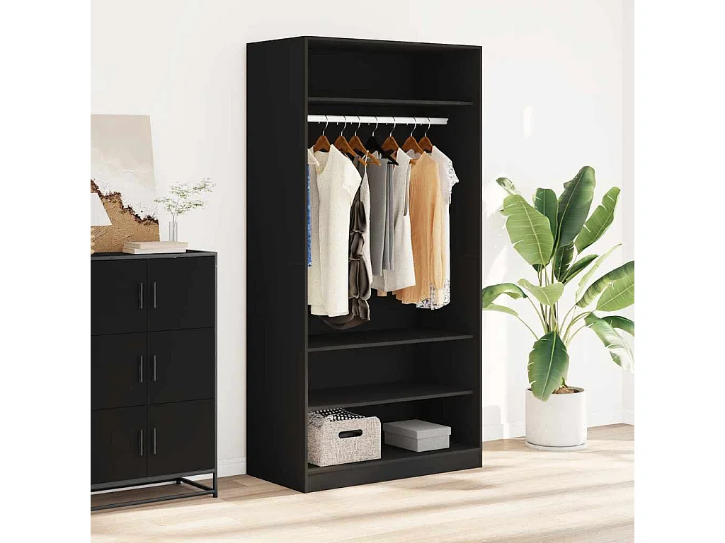 Garde-robe Noir 100 x 50 x 200 cm Bois d'ingénierie