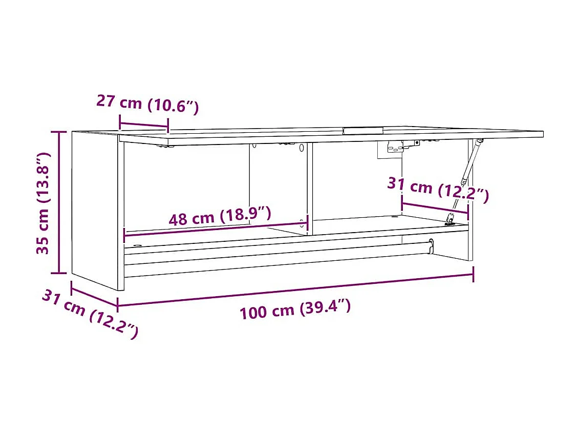 Armario de madera contrachapada roble Sonoma 100x32,5x35 cm