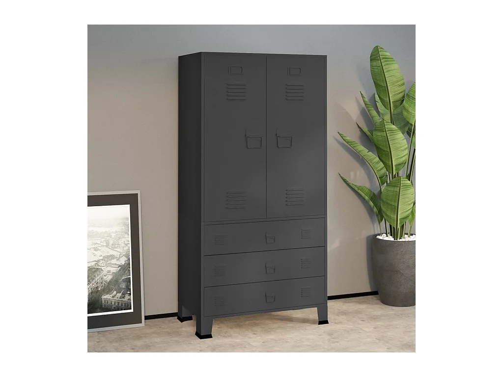 Garde-robe industrielle Anthracite 90x50x180 cm Métal