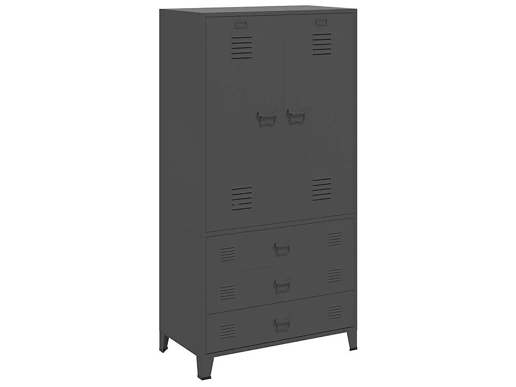 Kledingkast industrieel 90x50x180 cm metaal antracietkleurig