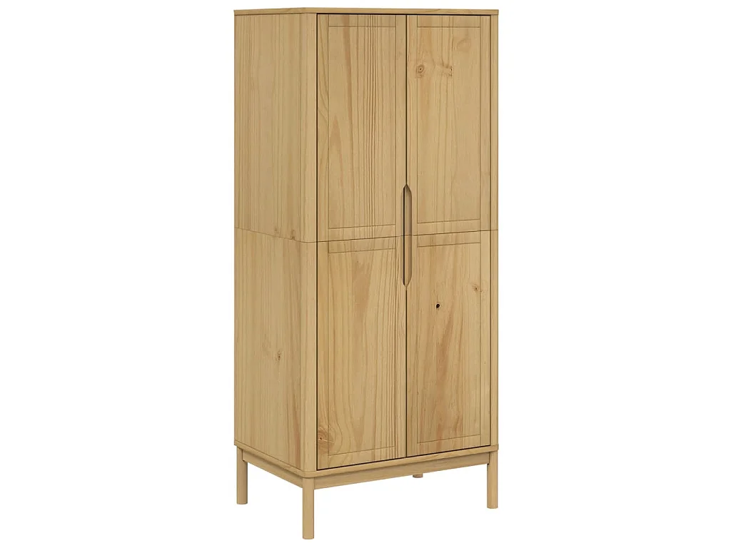 Armadio FLORO Marrone Cera 77x53x171 cm Legno Massello di Pino