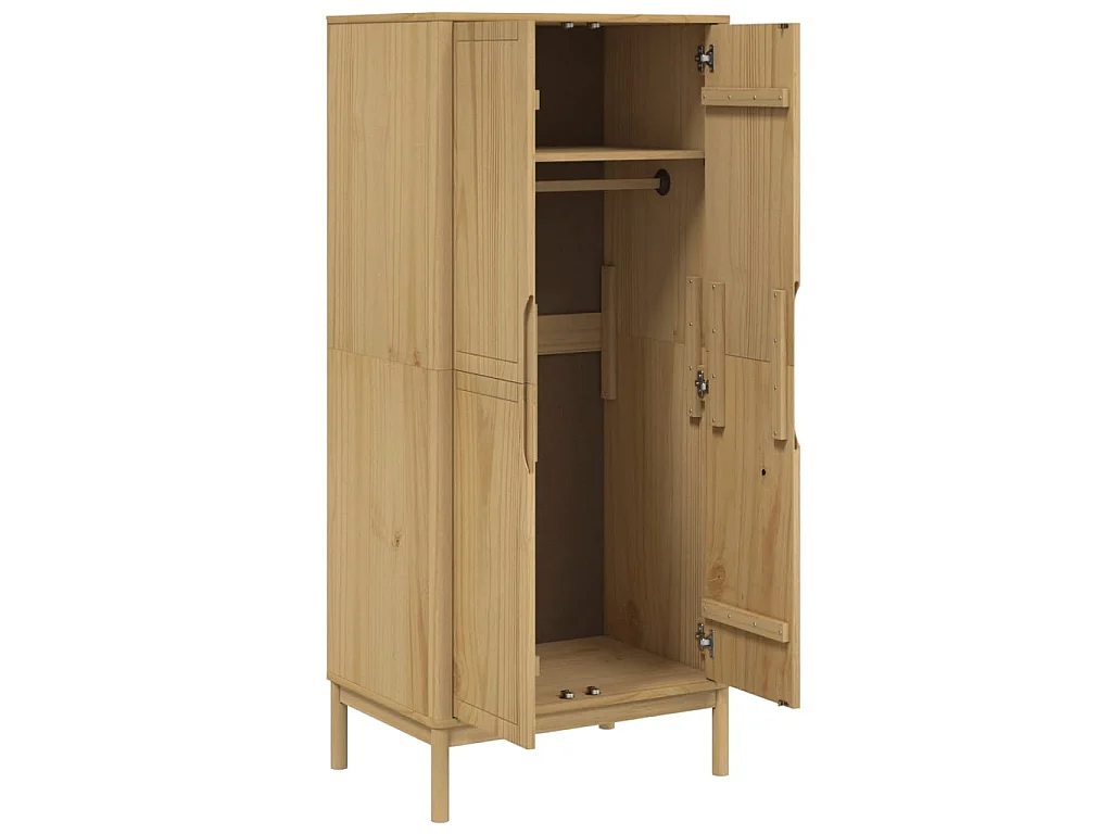 Armadio FLORO Marrone Cera 77x53x171 cm Legno Massello di Pino