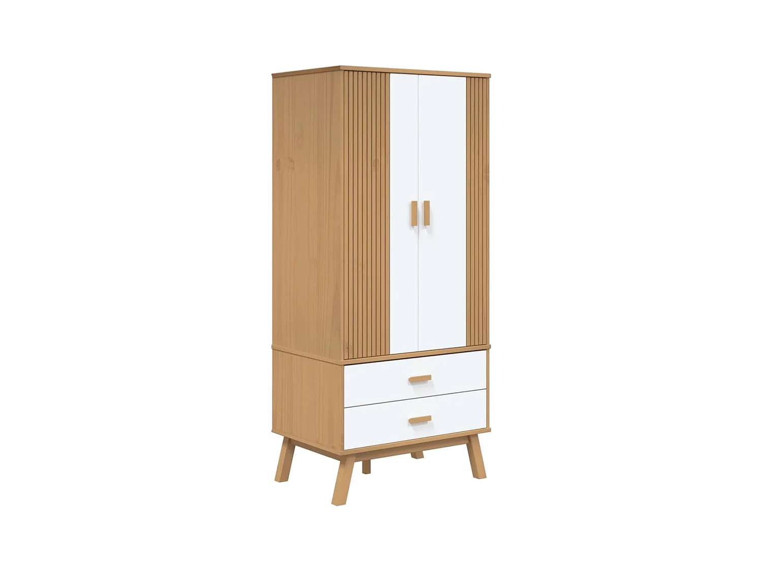Garde-robe OLDEN blanc et marron 76,5x53x172 cm bois massif pin