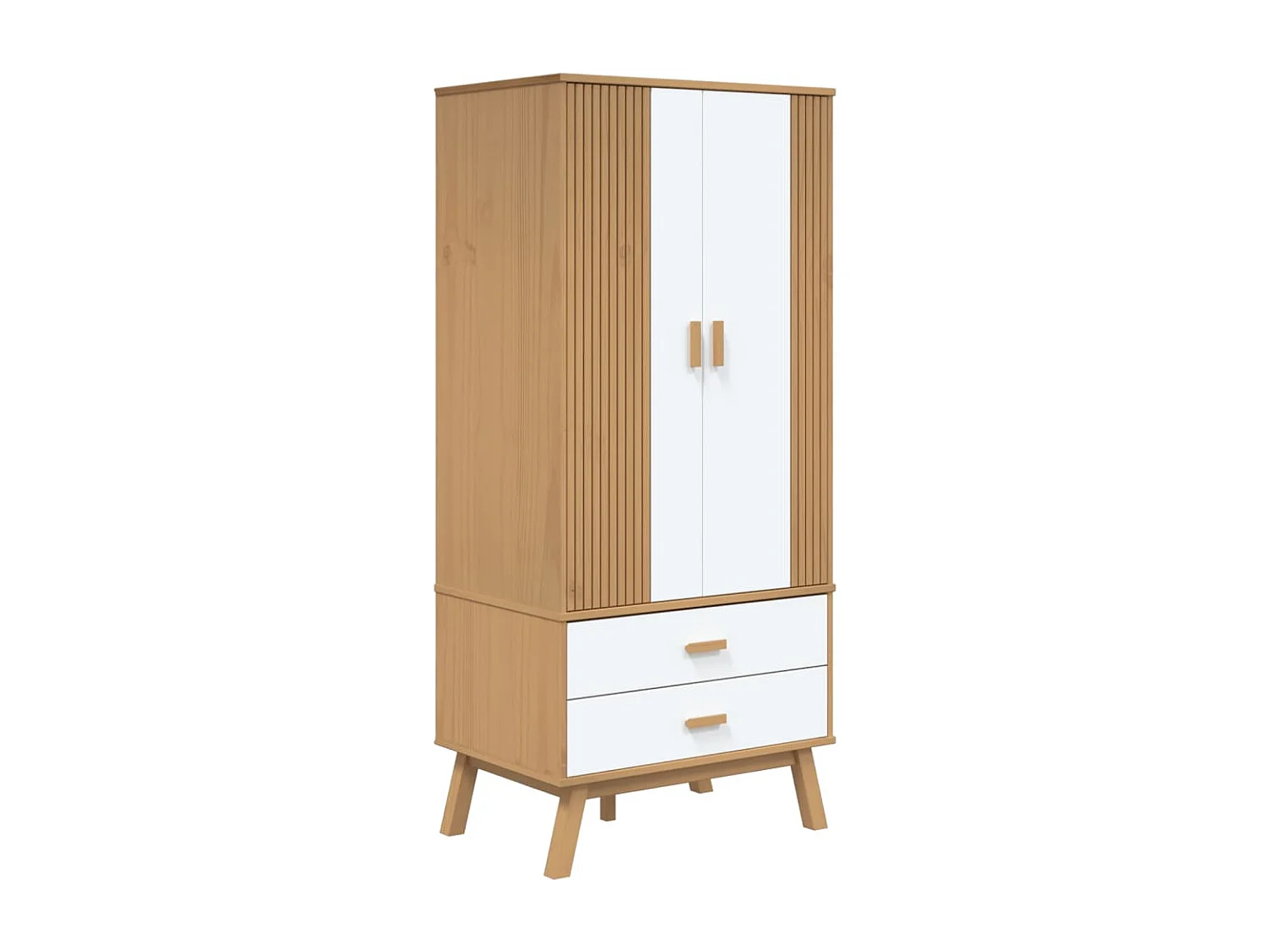 Armadio OLDEN Bianco e Marrone 76,5x53x172 cm Massello di Pino