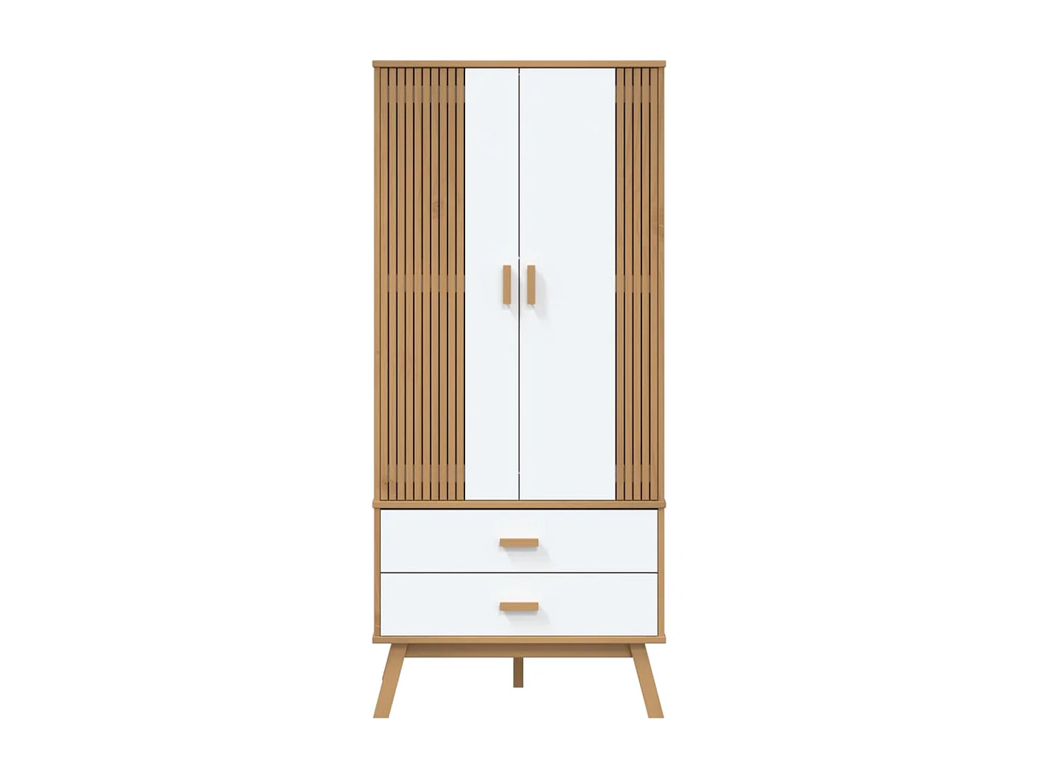 Armadio OLDEN Bianco e Marrone 76,5x53x172 cm Massello di Pino