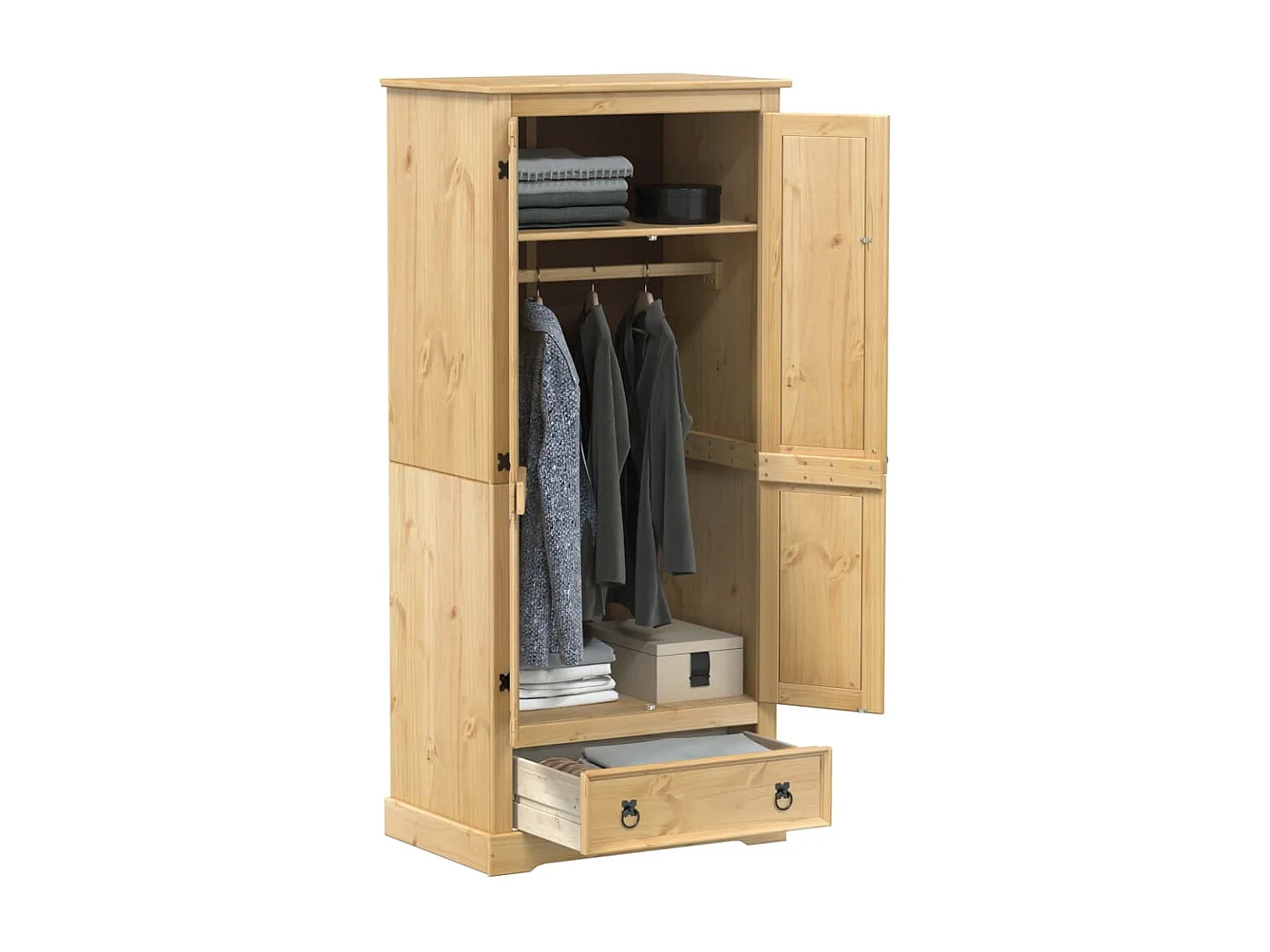 Kleiderschrank Corona 76x50x170 cm Massivholz Kiefer