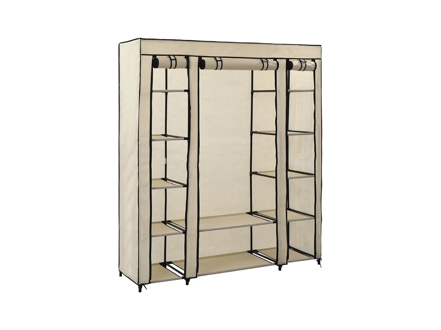 Armoire avec compartiments et tiges Crème 150x45x176 cm Tissu