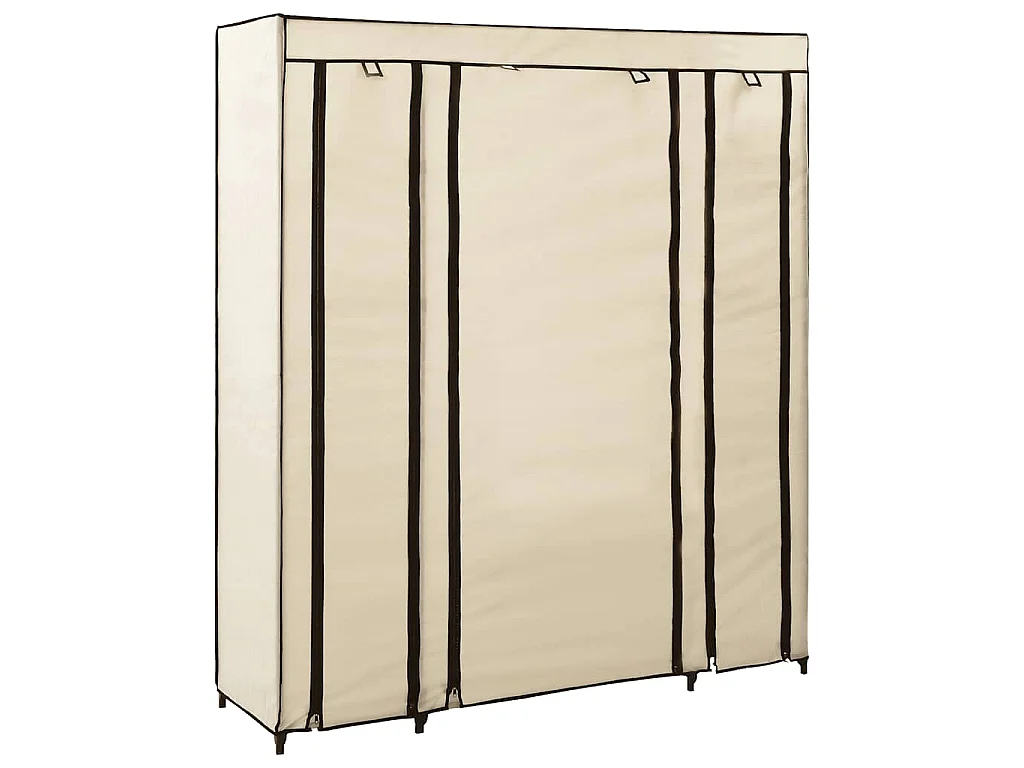 Armadio con Scomparti e Aste Crema 150x45x176 cm in Tessuto