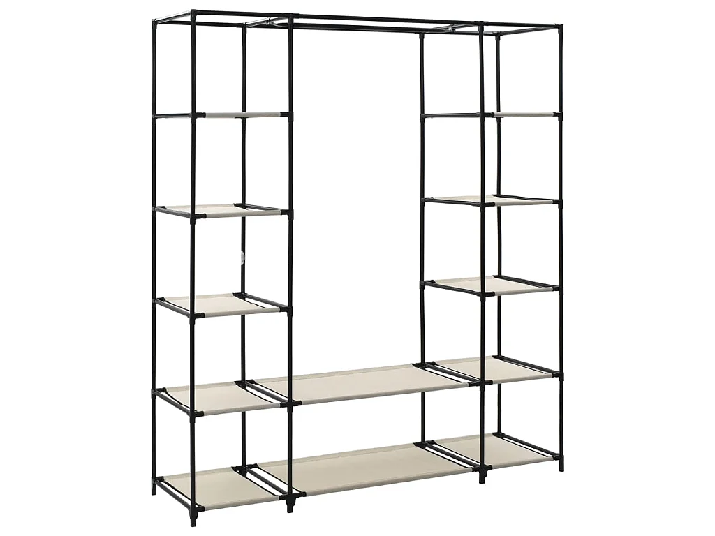 Armadio con Scomparti e Aste Crema 150x45x176 cm in Tessuto