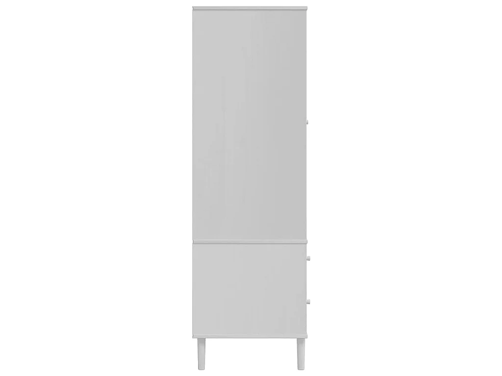 Garde-robe SENJA aspect rotin blanc 90x55x175cm bois massif pin