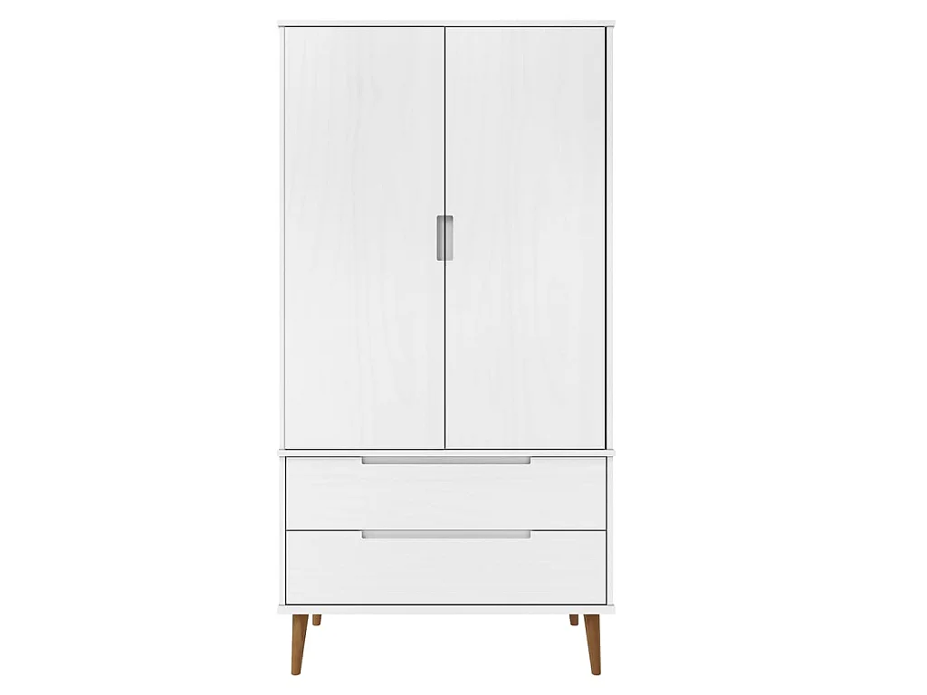 Kleiderschrank MOLDE Weiß 90x55x175 cm Massivholz Kiefer