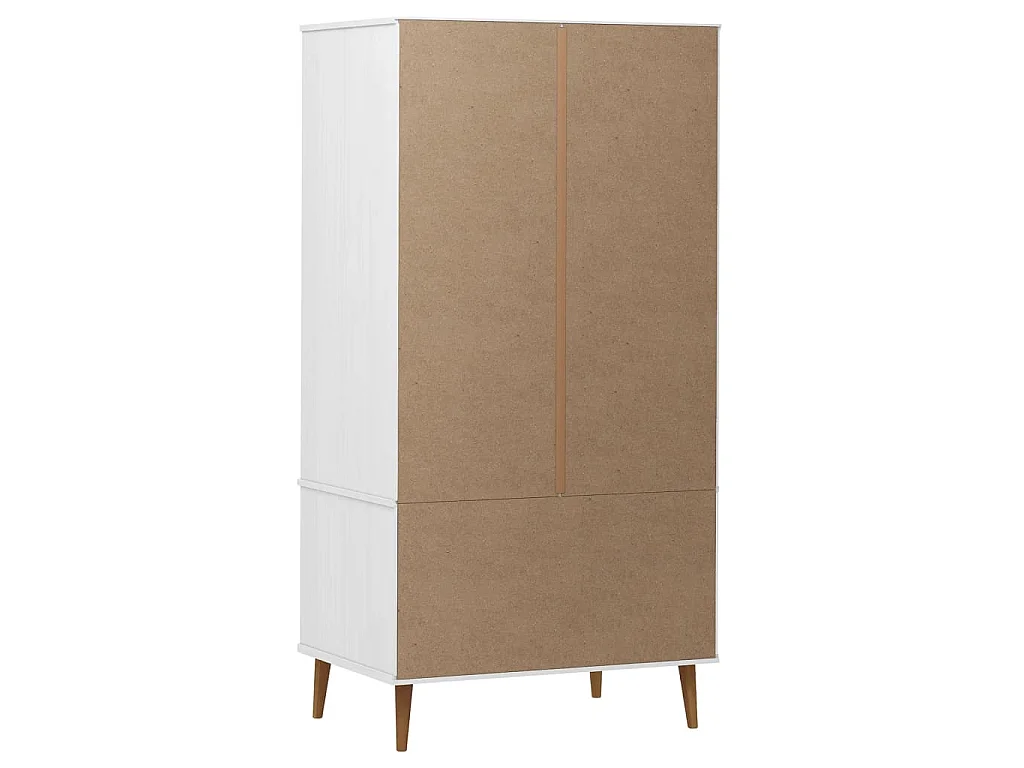 Kleiderschrank MOLDE Weiß 90x55x175 cm Massivholz Kiefer