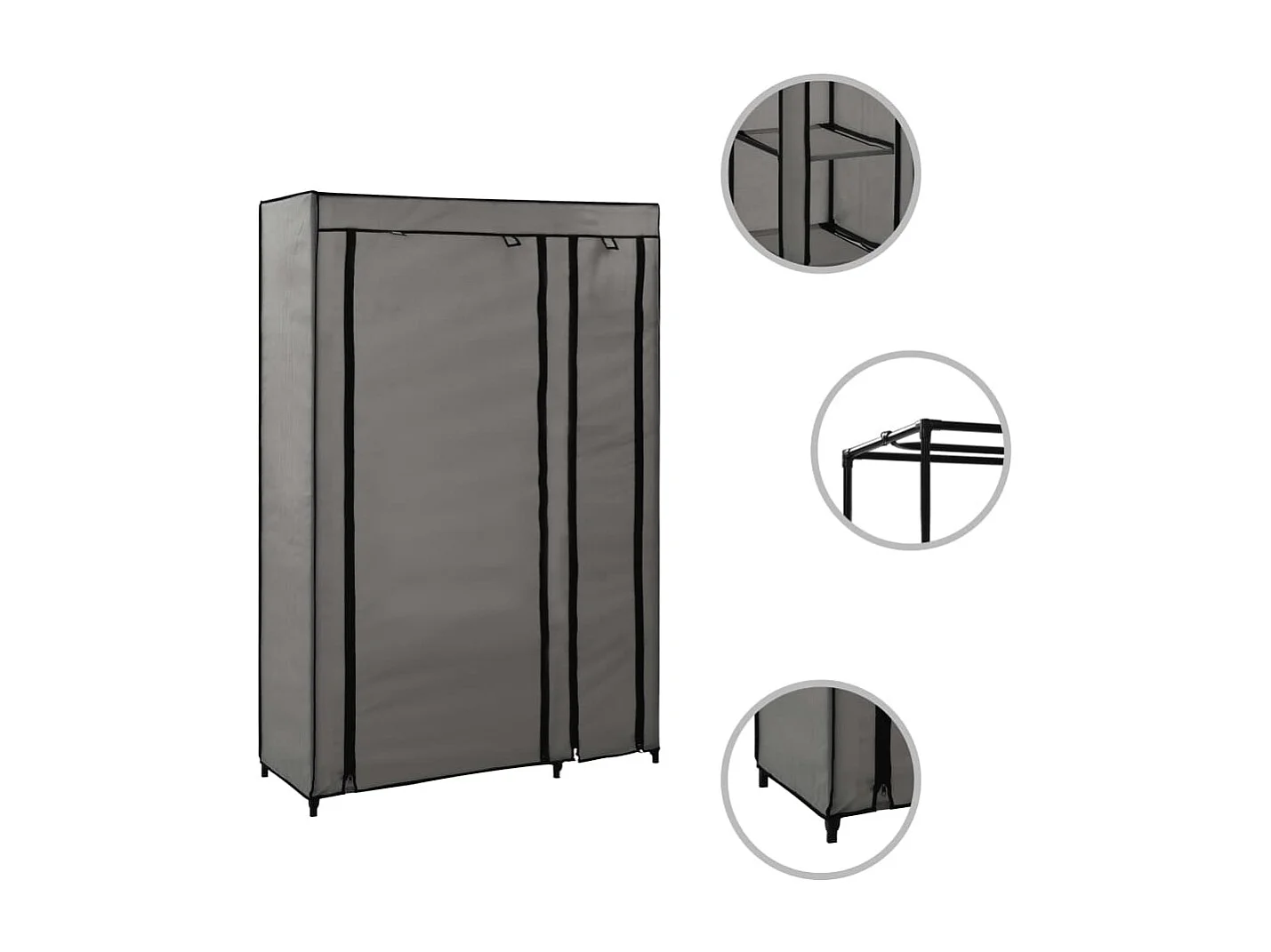 Faltschrank Grau 110x45x175 cm Stoff