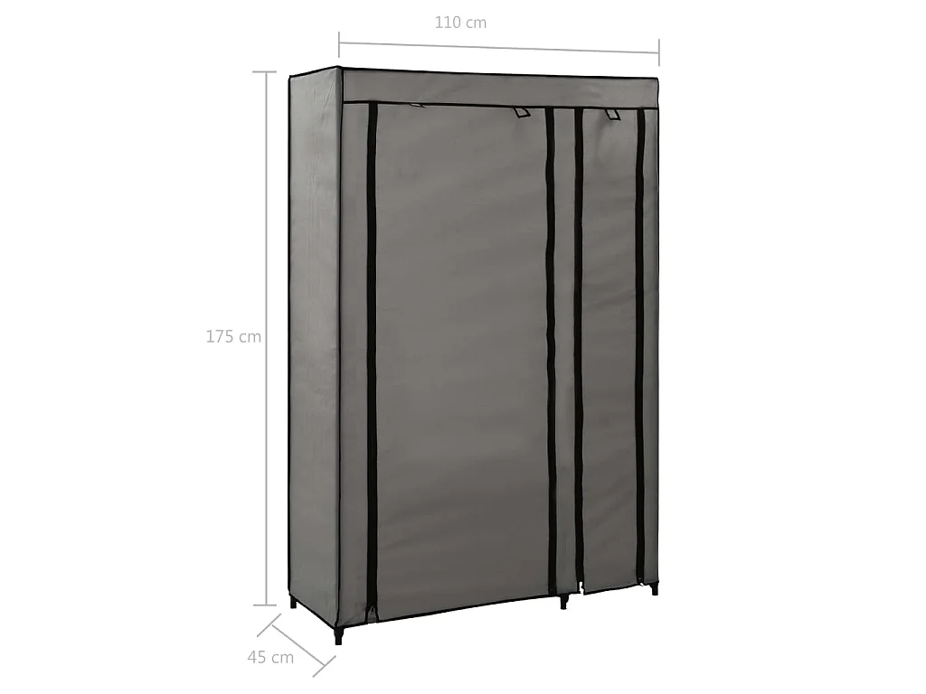 Garde-robe pliable Gris 110x45x175 cm Tissu