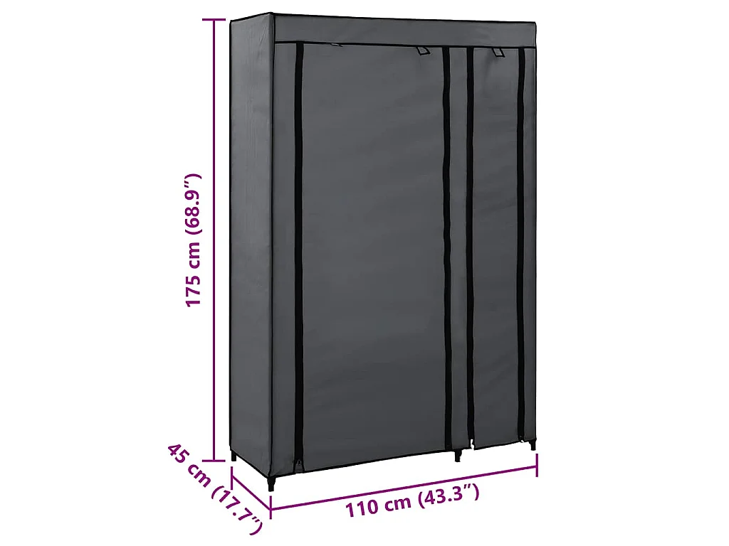 Faltschrank Grau 110x45x175 cm Stoff