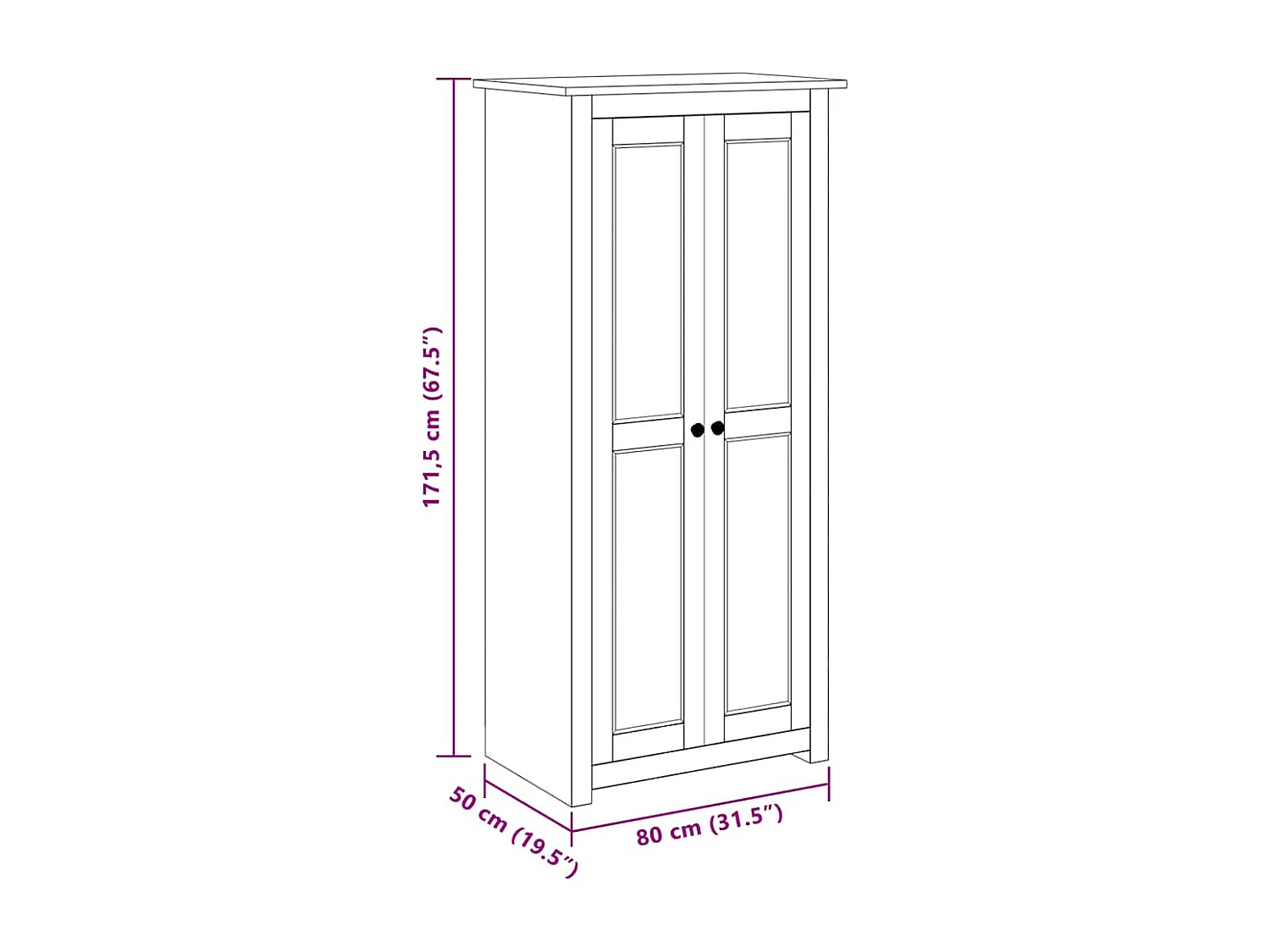 Kleiderschrank 80x50x171,5 cm Kiefernholz Panama