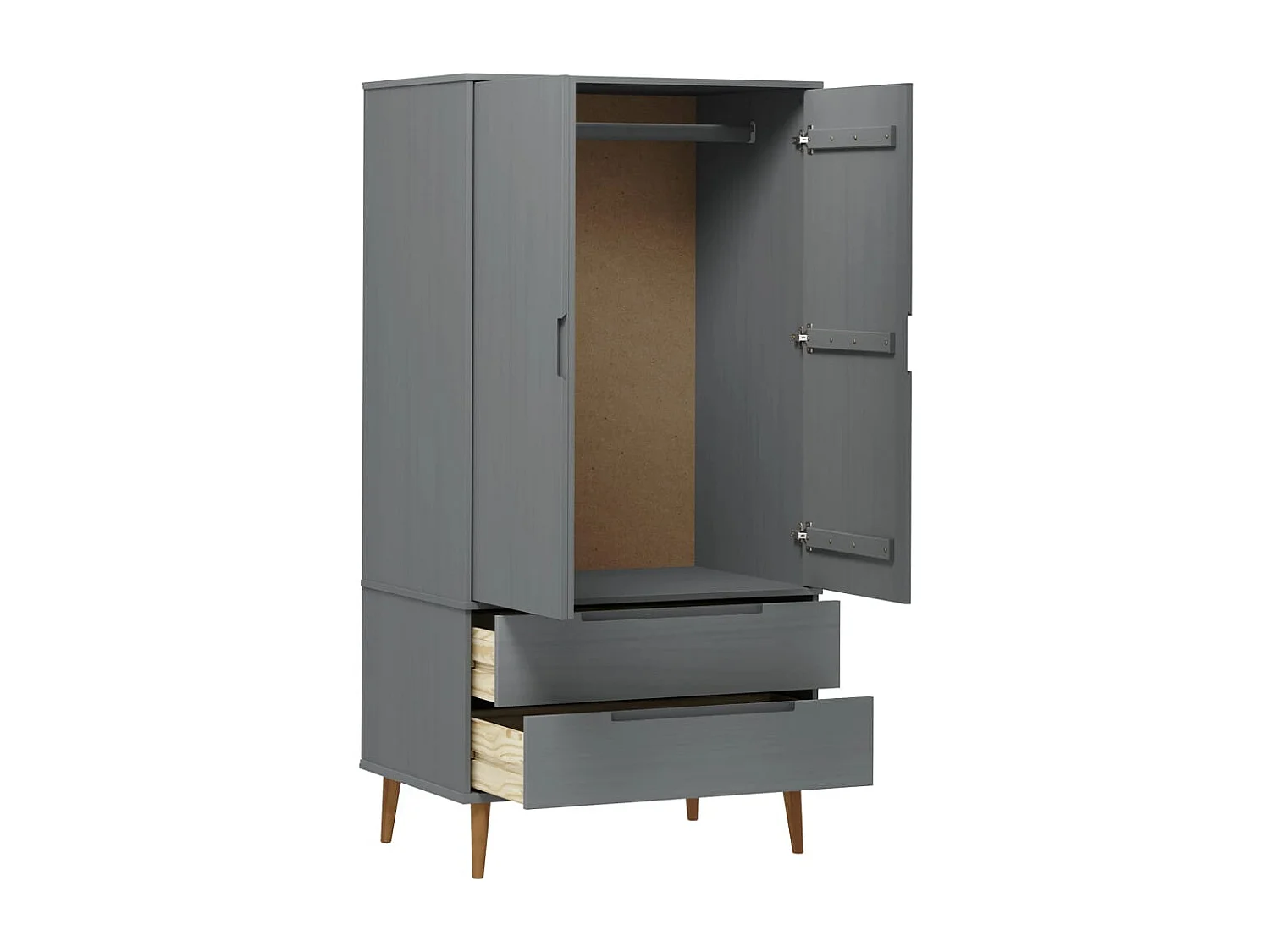 Garde-robe MOLDE Gris 90x55x175 cm Bois massif de pin