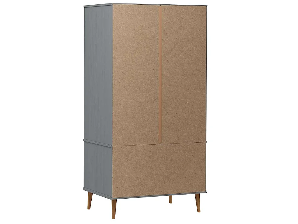Armadio MOLDE Grigio 90x55x175 cm in Legno Massello di Pino