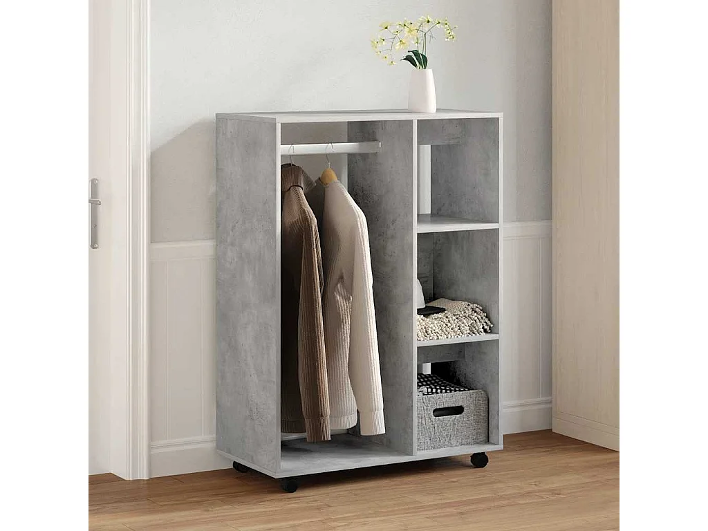 Armadio Grigio Cemento 80x40x110 cm in Legno Multistrato