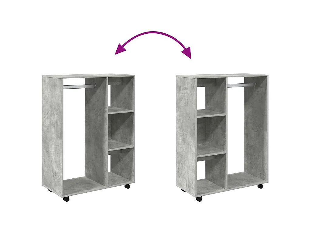 Garde-robe Gris béton 80x40x110 cm Bois d’ingénierie
