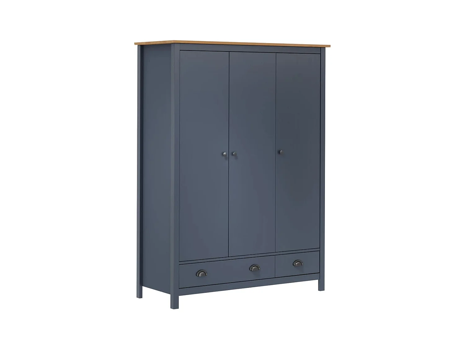 Garde-robe à 3 portes Hill Gris 127x50x170 cm Pin solide