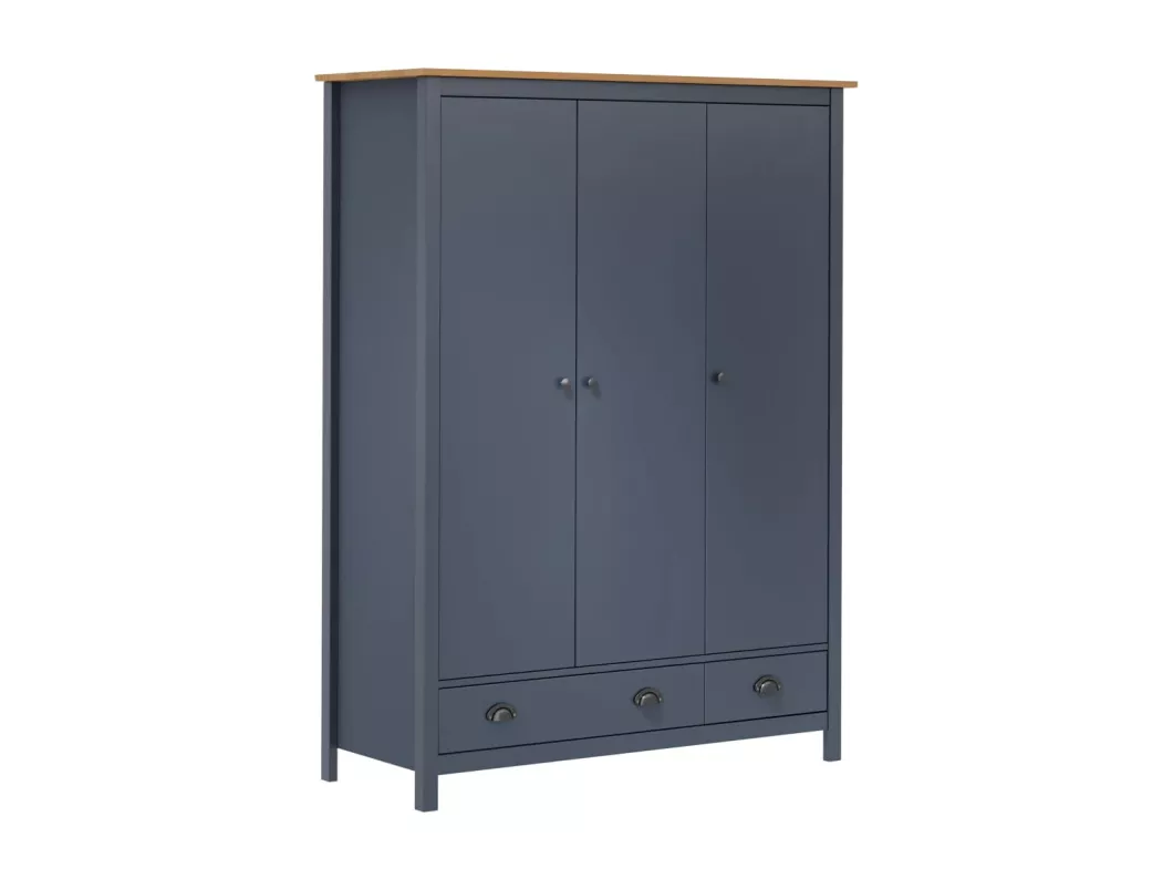 Kauf Unique Kleiderschrank mit 3 Türen Hill Grau 127x50x170 cm Kiefernholz