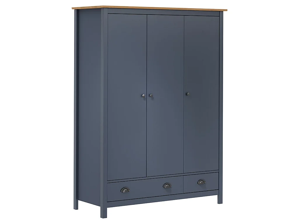 Garde-robe à 3 portes Hill Gris 127x50x170 cm Pin solide