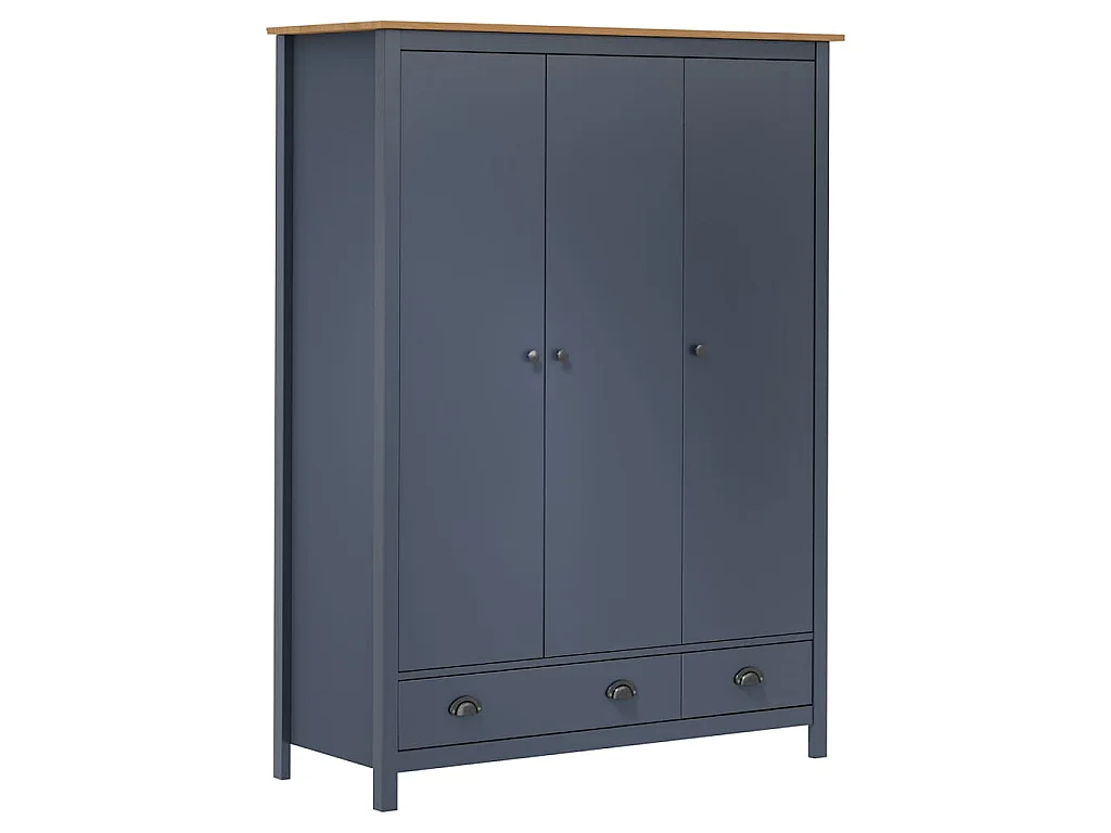 Garde-robe à 3 portes Hill Gris 127x50x170 cm Pin solide