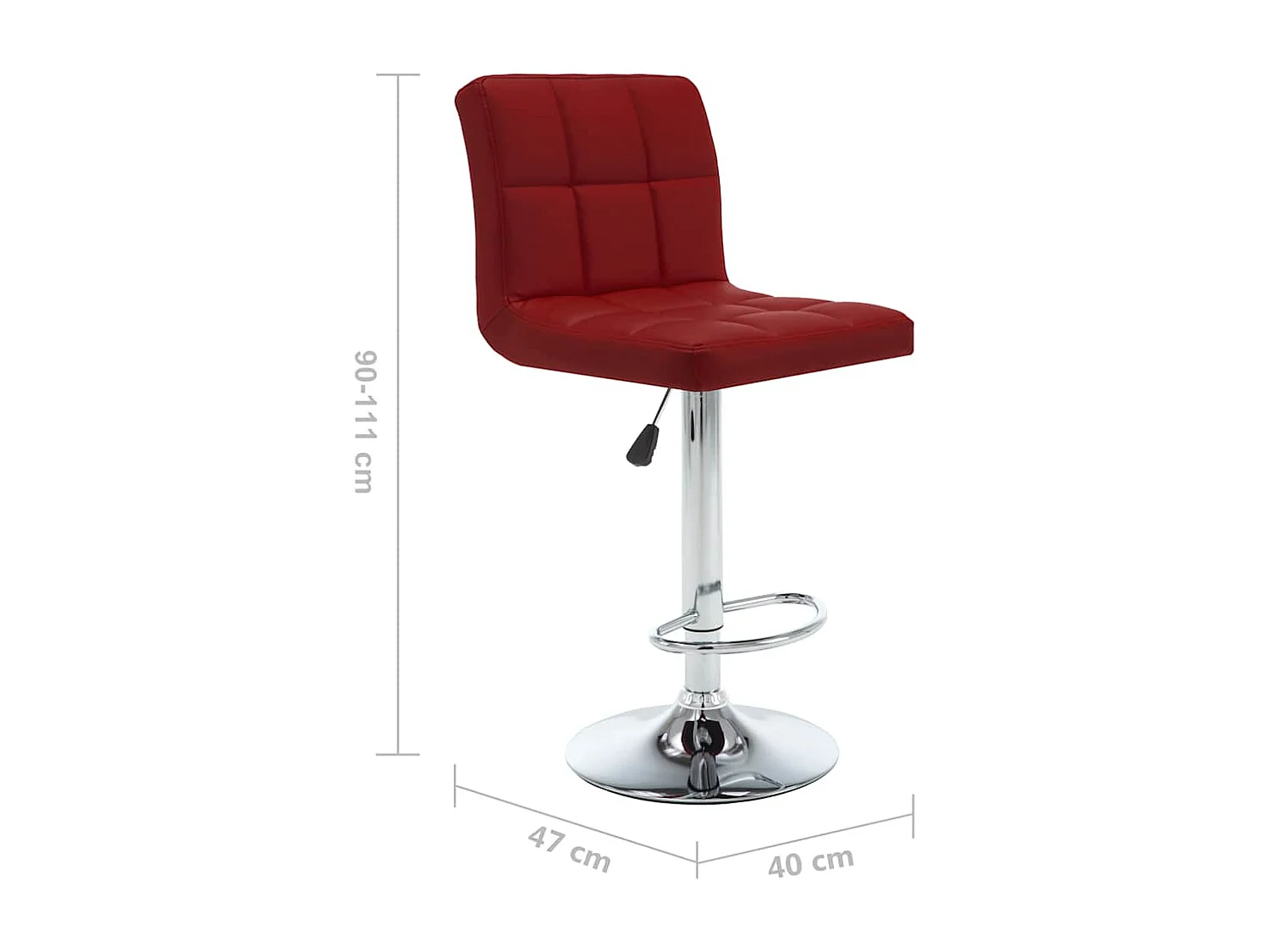 Tabourets de bar lot de 2 rouge bordeaux similicuir