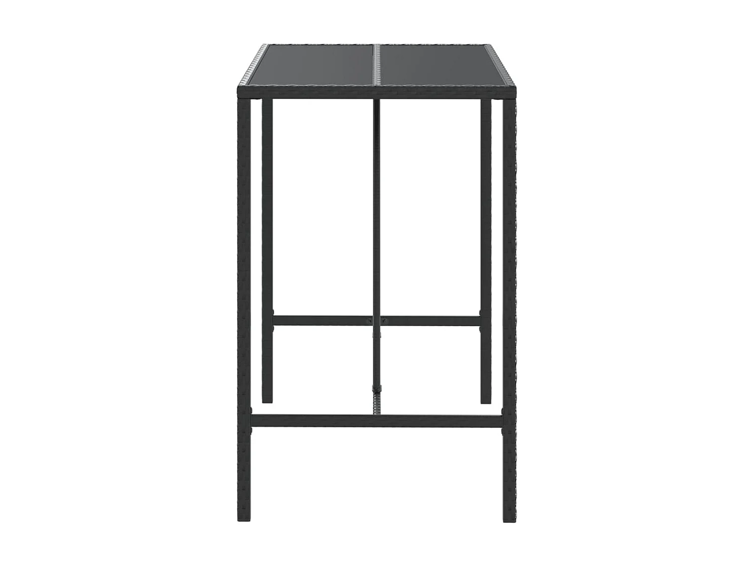 Bartisch mit Glasplatte Schwarz 110x70x110 cm Poly Rattan