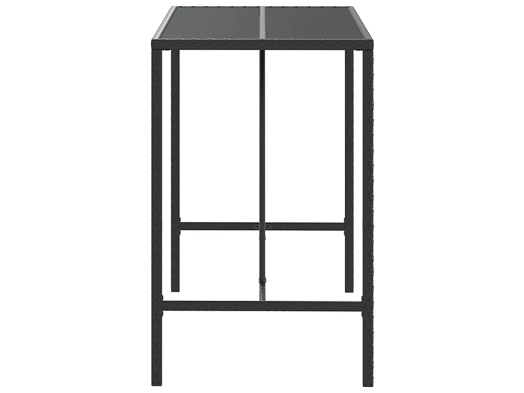 Tavolo da Bar con Piano in Vetro Nero 110x70x110 cm Polyrattan