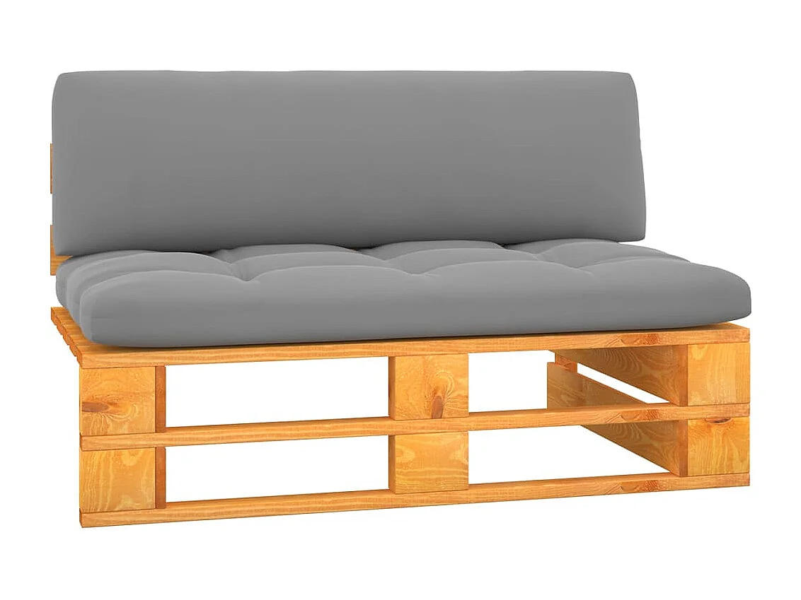 Sofá central palets jardín madera pino impregnada marrón miel