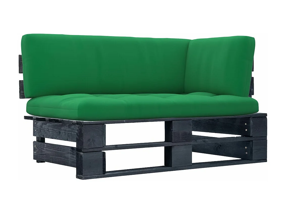 Canapé d'angle palette de jardin noir bois de pin imprégné