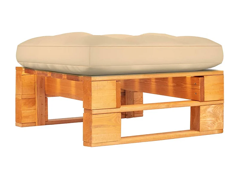 Otomana de jardín de palets madera pino impregnada marrón miel