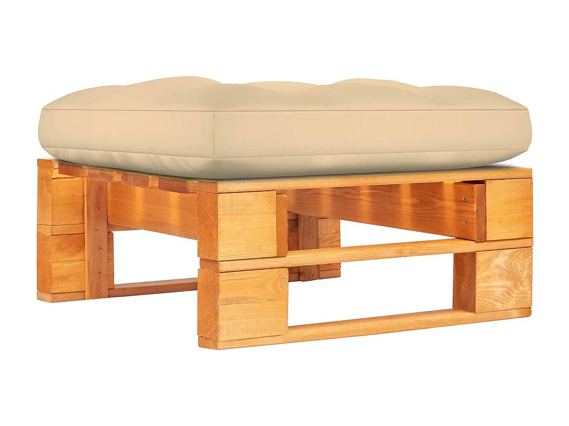 Pouf palette de jardin marron miel bois de pin imprégné