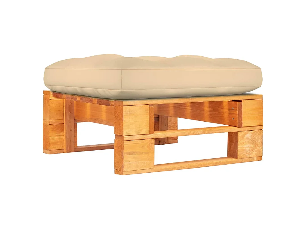 Pouf palette de jardin marron miel bois de pin imprégné