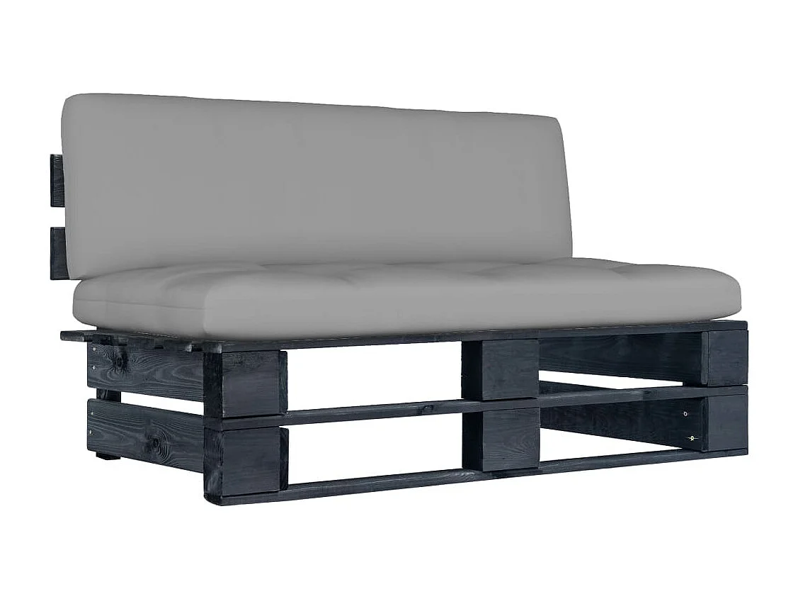 Canapé central palette de jardin Noir Bois de pin imprégné