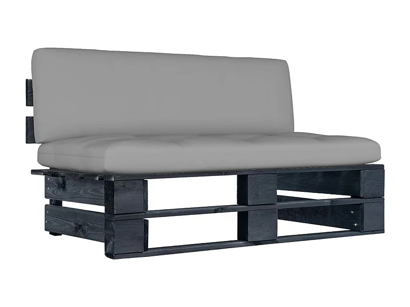 Canapé central palette de jardin Noir Bois de pin imprégné