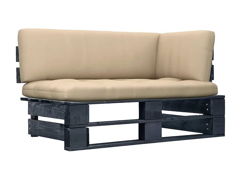 Garten-Ecksofa aus Paletten Schwarz Imprägniertes Kiefernholz