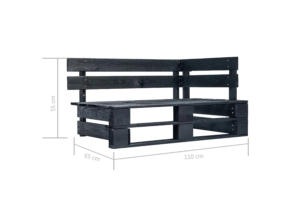Tuinhoekbank pallet zwart geïmpregneerd grenenhout