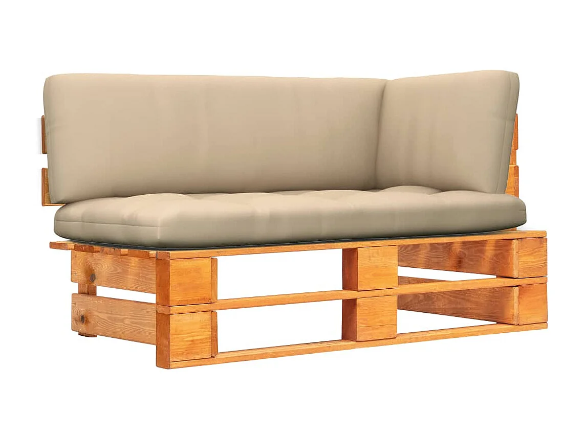 Canapé d'angle palette de jardin marron miel bois pin imprégné