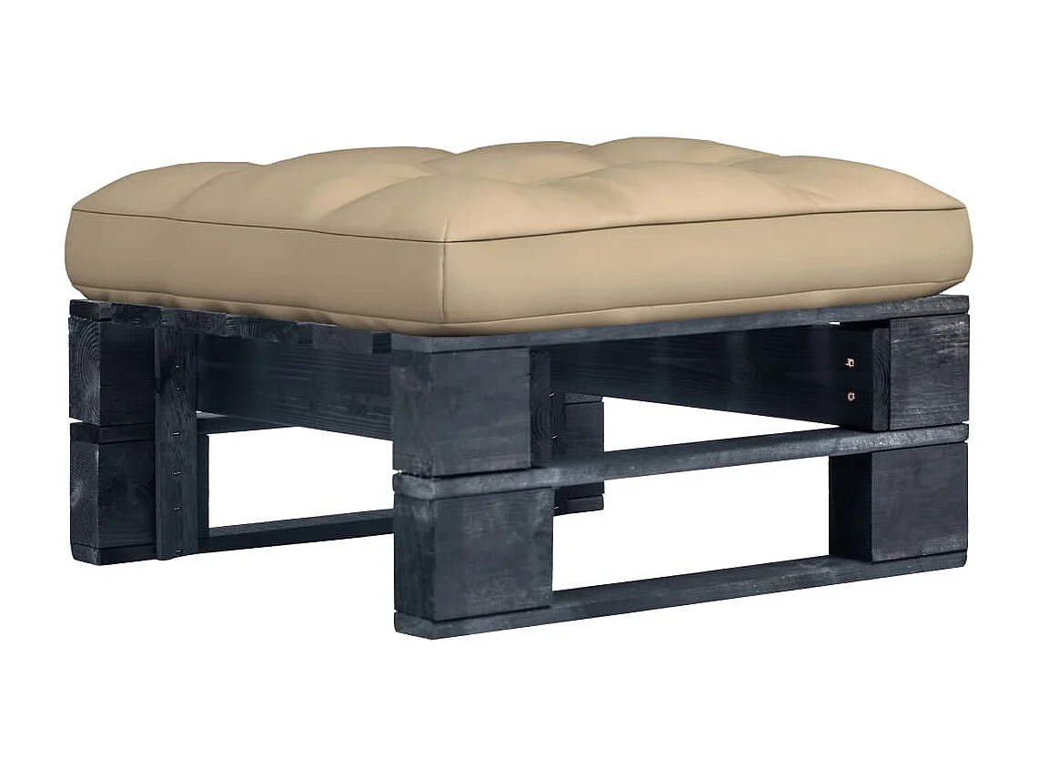 Pouf palette de jardin noir bois de pin imprégné