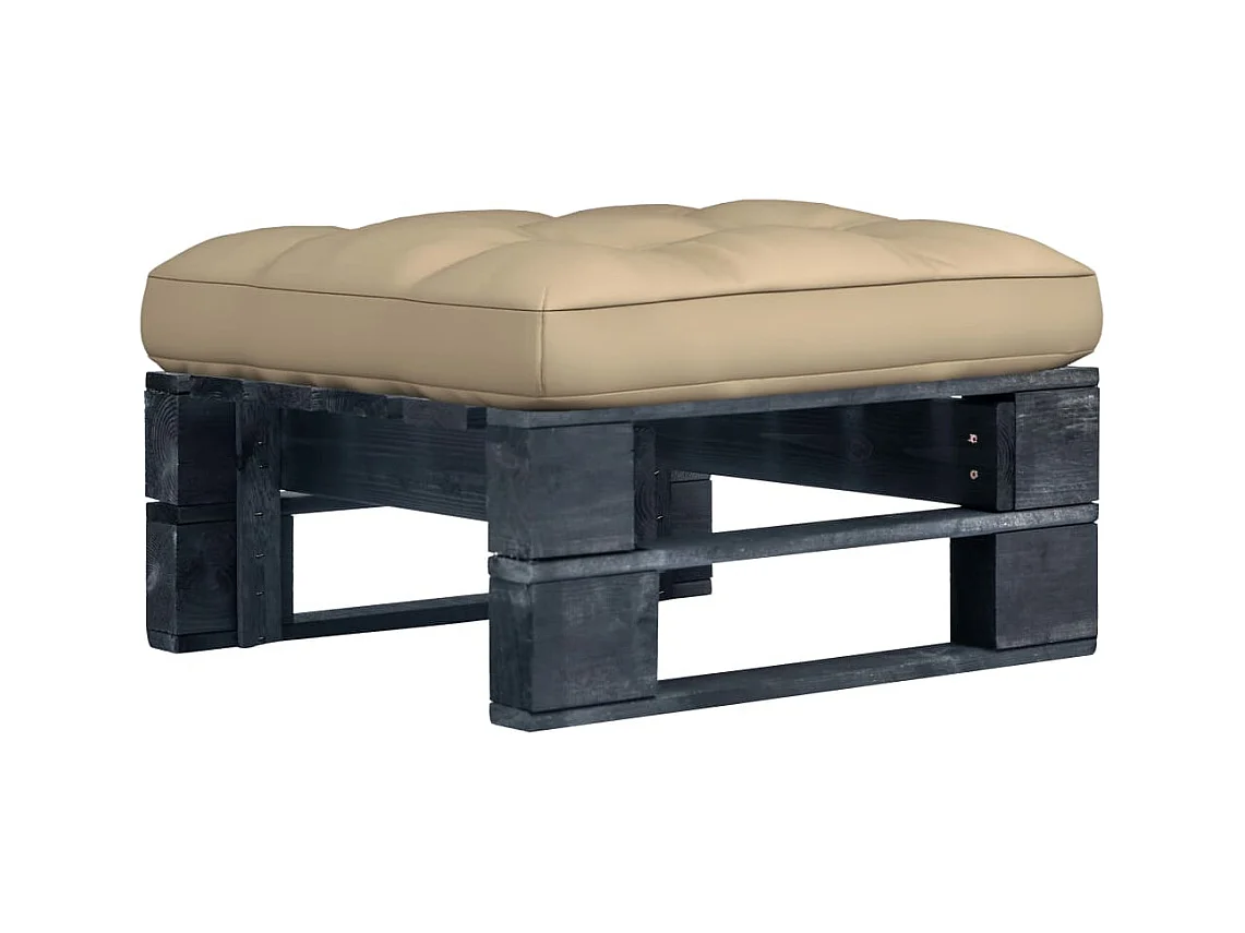 Pouf palette de jardin noir bois de pin imprégné
