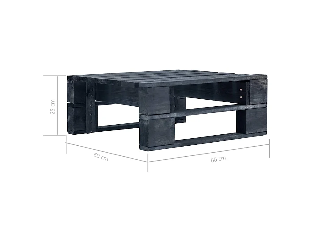 Pouf palette de jardin noir bois de pin imprégné