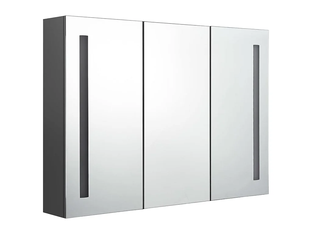 Armadietto Bagno con Specchio e LED 89x14x62 cm Grigio
