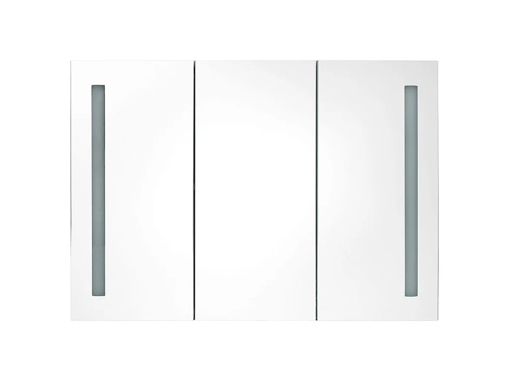 Armadietto Bagno con Specchio e LED 89x14x62 cm Grigio