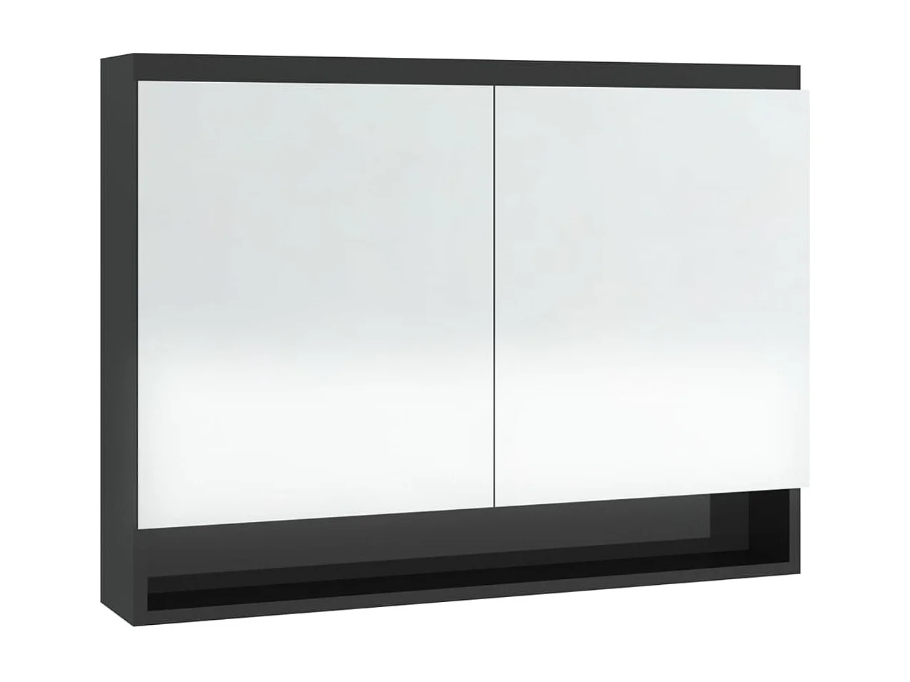 Spiegelschrank fürs Bad 80x15x60 cm Glänzend Schwarz