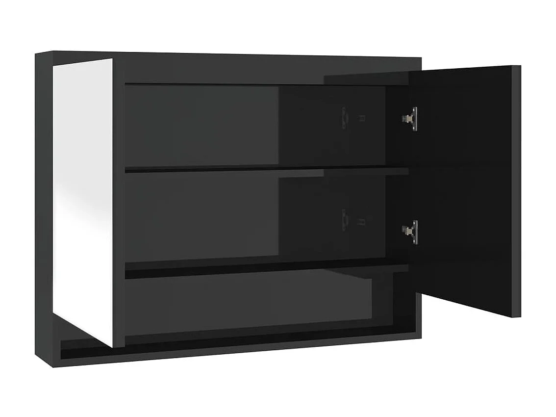 Armoire à miroir de salle de bain 80x15x60 cm MDF Noir brillant