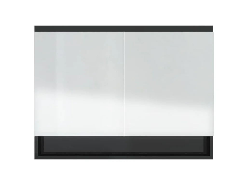 Armadietto Bagno con Specchio 80x15x60 cm in MDF Nero Lucido